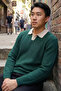 Men's Self-Patterned Polo Collar Knit Sweater