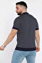 Men's Polo Collar Striped Patterned Half-Zip Knitwear T-Shirt - 3