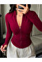 Finger-Looped Trendy Zippered Cardigan - 5