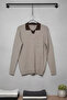 Men's Polo Neck Self-Patterned Knit Sweater - 3