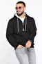 Men's Hooded Half-Zipper Ribbed Slim Fit Three-Thread Sweatshirt - 2