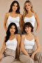Women's 4-Pack 95% Cotton 5% Elastane Thin Strap Ribbed Undershirt White