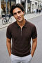Men's Solid Color Half Zip Polo Collar Knitwear T-Shirt