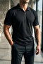 Men's Half Zip Polo Neck T-Shirt