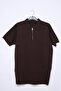 Men's Solid Color Half Zip Polo Collar Knitwear T-Shirt - 4