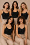 Women's 5-Pack 95% Cotton 5% Elastane Thin Strap Ribbed Undershirt Black