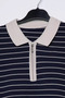 Men's Polo Collar Half Zipper Striped Patterned Knitwear Sweater - 4