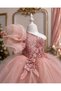 Powder One-Shoulder Lettuce Skirt Girl's Special Occasion Birthday Henna Dress - 3