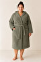 Unisex Hooded 100% Cotton Microcotton Large Size Bathrobe L-5Xl - 7