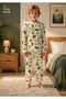 Boy's 100% Cotton Cream Camping Pattern Pajama Set