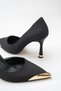 Women's Pointed Toe Thin Heeled Evening Dress Shoes – Gold Detailed - 3