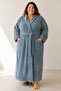 Unisex Hooded 100% Cotton Microcotton Large Size Bathrobe L-5Xl - 7