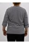 Plus Size Butterfly Detailed Striped Women's Blouse - 8
