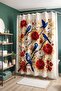 Bathroom Curtain, Red Roses and Blue Birds Patterned Shower Curtain, Bathtub Curtain 175X200Cm - 4