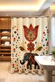 Bathroom Curtain, Ethnic Floral Elephant Patterned Shower Curtain, Bathtub Curtain 175X200Cm - 3