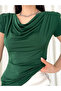 Women's Padded Shoulders Pleated Short Sleeve Sandy Fabric Blouse