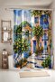 Bathroom Curtain, Lemon Garden House Patterned Shower Curtain, Bathtub Curtain 175X200Cm
