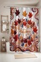 Bathroom Curtain, Autumn Embroidered Leaves Pattern Shower Curtain, Bathtub Curtain 175X200Cm