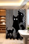 Bathroom Curtain, Black Striped Cats Patterned Shower Curtain, Bathtub Curtain 175X200Cm - 3