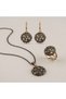 Bronze Women's Copper Women's Jewelry Set Smoked Margazite Honeycomb Vintage Necklace Earring Ring Set - 4
