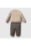 100% Cotton Baby Boy 3-Piece Bohemian Special Day Birthday Set – Teddy Bear Embroidered Knit Cardigan, Tiny Polka Dot Shirt, and Gray Pants - 3