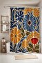 Bathroom Curtain, Retro Flowers Patterned Shower Curtain, Bathtub Curtain 175X200Cm