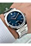 Special Design Silver-Navy Blue Color 5 Atm Slim Case Steel Band Men's Wristwatch 8275Lc