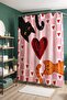 Bathroom Curtain, Hearts and Cats Patterned Shower Curtain, Bathtub Curtain 175X200Cm - 4