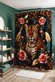 Bathroom Curtain, Roses and Leopard Pattern Shower Curtain, Bathtub Curtain 175X200Cm - 4