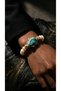 Real Freshwater Pearl 316L Steel Gold Detailed Turquoise Natural Stone Antique Design Women's Flexible Bracelet - 4