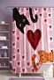 Bathroom Curtain, Hearts and Cats Patterned Shower Curtain, Bathtub Curtain 175X200Cm - 2