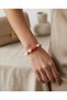 White Agate and Coral Natural Stone 316L Steel Gold Detailed Antique Design Women's Flexible Bracelet - 2