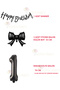 3 Pieces of Black Bow Balloons, 1 Piece of Black Number Balloon, 1 Piece of Black Happy Birthday Text Balloon. - 2