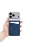 Magnetic Navy Blue Adhesive 4-Compartment Magnetic Card Holder with Clipstand Stand - 2