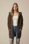 Gret Oversize Soft Textured Hooded Back Skirt Slit and Lace Detail Low Sleeve Knitwear Women's Cardigan & Jacket - Brown - 4
