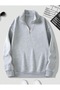 Gray Stand Collar Zippered Sweatshirt - 2