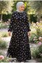 Haki̇m Collar Half Buttoned Waist Tieed Patterned Women's Tunic Viscose Dress - 4