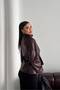 New Season Mock Neck Short Leather Trench Coat - 6