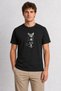 Men's Tattoo Style Mystic Cat Graphic - Black