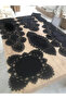 Living Room Set Dowry Set Black Runner Set 7 Piece Velvet Runner Table Console Coffee Table Cover Palm Tree - 3
