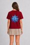 Women's Y2K Aesthetic Moon and Star Geometry - Back Print - Red - 2