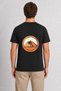Men's Cairo Pyramids Themed Retro Graphic Back Print - Black