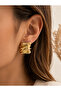 Gold Wavy Design Steel Earrings - 3