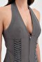 Women's Halter Neck Corset with Lace Detail Design - 7