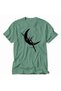 Unisex Green Sumi-E Style Bamboo and Moon Graphic Printed Regular Fit 100% Cotton T-Shirt - 5