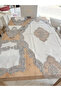 Living Room Set Dowry Set Cream Gray Runner Set 5 Piece Linen Tablecloth Runneri Evalina - 3