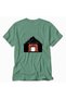 Men's Modern Japanese Style Mountain and Gate Image Back Print - Green - 4