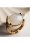 Bronze Women Ring Authentic Copper Jewelry White Stone Oval Adjustable Vintage