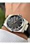 Black-Silver Color 5 Atm Leather Band Men's Wristwatch with Calendar 8261Lc - 2