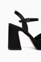 Black Satin Women's Platform Heeled Shoes - 4